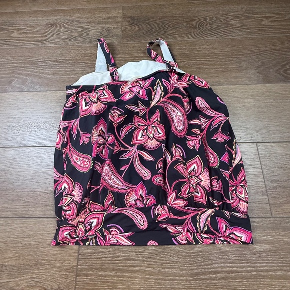 Lands End Women's Two-Piece Tankini Swimsuit, Pink/Black Top 12 Bottom 14 Summer - Picture 7 of 15